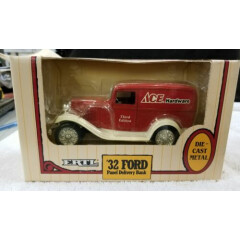 ERTL 1932 FORD DELIVERY PANEL TRUCK RED ACE HARDWARE COIN BANK DIECAST 1/25 (2C)