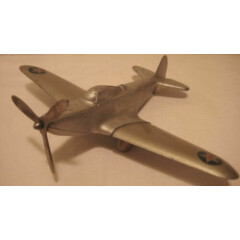 Old White Metal Plane w/ Tin Wings U.S. Army Military Airplane - Hubley