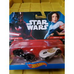 Star Wars Hot Wheels Darth Vader & Princess Leia 2 Pack Die Cast Cars