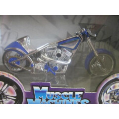 1:18 Blue/Silver Muscle Machines El Diablo II Diecast Motorcyle WestCoastChopper