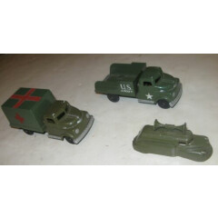 (3) 1960s EARLY VINTAGE PYRO HARD PLASTIC MILITARY VEHICLES LOT VERY COOL CLEAN