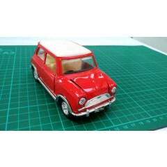 Vintage Friction Red White Roof Diecast Toy Car 1960s Old Austin Mini Cooper 