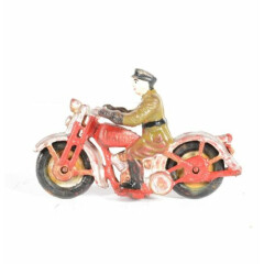 Vintage Cast Iron Police Man on Motorcycle 