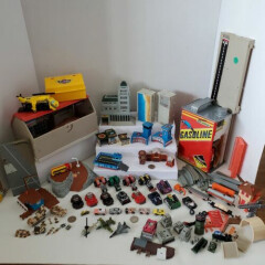 Lot - Vintage Micro Machines Galoob Trains Cars Military Playsets Cases 1987-90s