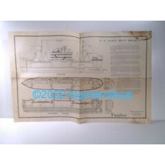 Vintage 1940s E-Z-Craft Wood Model Boat Instructions 19" Freighter