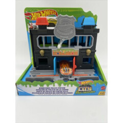 Hot Wheels Downtown Police Station vs toxic creatures set Mattel New