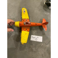 VTG Hubley Kiddie Flying Circus Toy Fighter Plane #495 Folding Wings Wheels