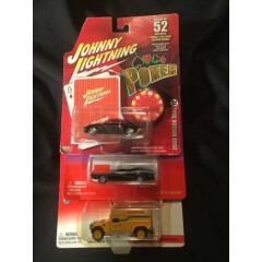 Johnny Lightning 3 Car Lot-Poker Nissan, Classic Gold Cougar, Am Heroes Hummer