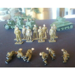 Vintage Dinky Army Tank, Gun and Soldiers, Lot of 17 (1950s) England