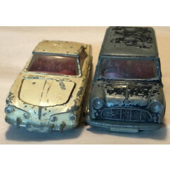 Lot of 2 Vintage Corgi Toy Cars *VW 1500 Karmann Ghia & Austin Police Mini Van*