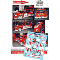 Decals 1/24 ref 520 peugeot 206 wrc marcus gronholm rally monte carlo 2003 