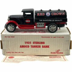 1993 Ertl 1931 Sterling Amoco Red Crown Gasoline Locking Coin Bank stk#FX5555