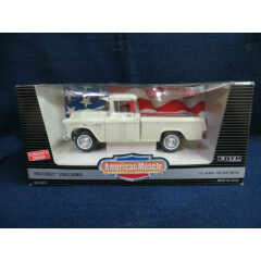 ERTL AMERICAN MUSCLE 1:18 SCALE 1955 WHITE CHEVY 3100 CAMEO PICKUP DIECAST NIB 