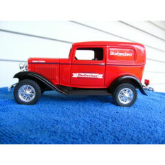 Red 1932 Ford Sedan Delivery Budweiser coin bank by SpecCast 1:25 scale in box