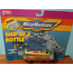 GALOOB MICRO MACHINES SHIP IN A BOTTLE SPEED BOAT ON CARD 1990 #12