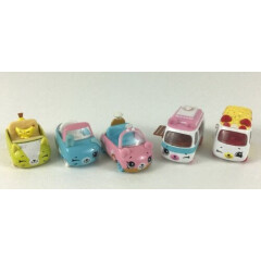 Shopkins Diecast Cutie Cars 5pc Lot Mini Vehicles Toys Banana Popcorn Ring Moose
