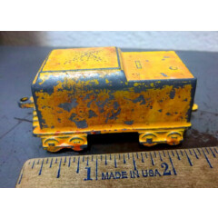 Vintage Midgetoy metal train coal car, good condition, painted yellow, fun toy