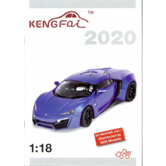 Kengfai Prospekt 2020, im Vertrieb von NZG, 1:18 Modelle, Audi RS7, Honda, ...