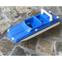 Vintage Tootsietoy Boat Figure Toy Plastic Blue And White Boat