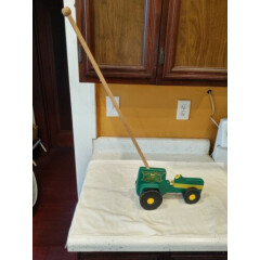 John Deere Moline Ill Trade Mark Wood Push Pull Tractor Toddler Vintage 