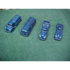 RENWAL 4.5 INCH METALLIC BLUE RARE BUS, CAR, FUEL TRUCK AND PICKUP VERY NICE