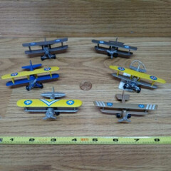Lot of 6 Diecast 3 inch Bi-planes Unbranded Preowned Free Shipping
