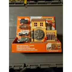 Matchbox MBX Bank Robbery Playset with 4 Diecast Vehicles and Jail NEW in Box 