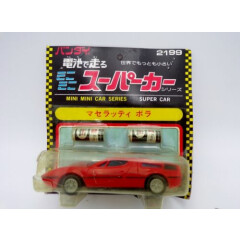 RARE 70's Bandai Japan B/O Motorized Mini Maserati Bora Red Car Ideal Motorific