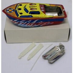 Vintage Reproduction Tin Lithographed Candle/Steam Powered POP-POP Colorful Boat