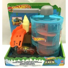Hot Wheels City Downtown Ice Cream Meltdown Play Set w/ Car. Ages 4-8 BRAND NEW!
