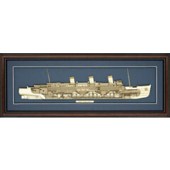Wood Cutaway Model of RMS Queen Mary - Made in the USA