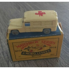 Matchbox Lesney Moko Model Car Daimler Ambulance Boxed no 14 England Rare