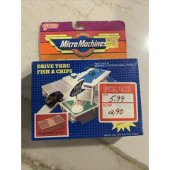 1988 Micro Machines TRAVEL CITY Drive Thru Fish & Chips Fold-up Play Set no 6410
