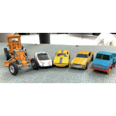 Lot 5 Asst Die Cast Hot Wheels Unimog Snake Mitsubishi Chevy Jack Rabbit AS IS