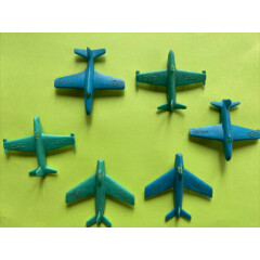 Lot of 6 1960's Vintage Plastic Toy Airplanes Jets USAF Blue Green