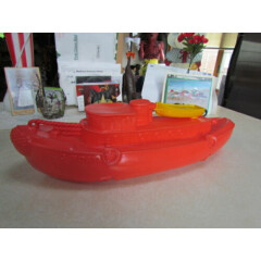 Vintage Marx Soft Plastic Red Whistling Tugboat Toy - No Wheels