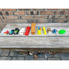 Vintage Lot of Plastic and Metal Toys for Parts Cars Trucks Van Trailer Airplane
