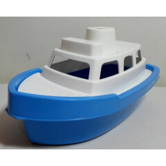 GREEK VTG APERGIS 70's PLASTIC 11'' BLUE / WHITE BOAT SHIP WATER TOY FLOATS