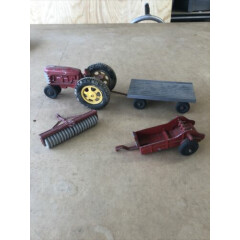 Vintage Hubley Toy Tractor with Attachments