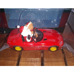 Maisto Red Dodge Viper Diecast Convertible Car Santa & Teddy Bear Ornament NIB