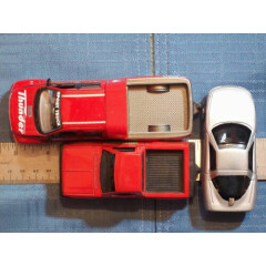 TOY CARS LOT 3 THUNDER F650 REALTOY, CHEVY RED TRUCK TOOTSIETOY, SILVER CAR