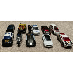 Lot Of 11 Die Cast Police Cars/motorcycles Mostly Hot Wheels Years Vary