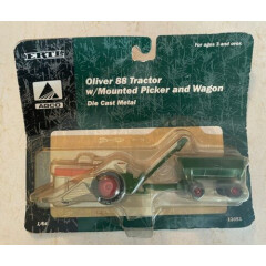 Oliver 88 Tractor With Mounted Picker And Wagon: Ertl 1/64 Scale