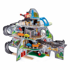 Hape Kids Wooden Railway Cargo Train Station Mighty Mountain Mine Toy Play Set