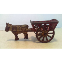 5" Antique 1906 Cast Iron Toy Ox Drawn Farm Cart/Wagon Arcade? Kenton? Hubley?