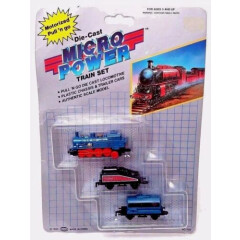 VINTAGE Die-Cast Locomotive Micro Power - Diecast Soma BLUE Train Set 1989 - NEW