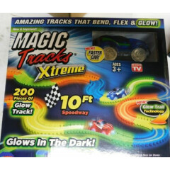 Magic Tracks Xtreme W/ Blue Race Car -10 FT Speedway 200 Pieces of Glow Track