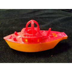 Vintage LIONAL Plastic Toy Boat Whistle 1950s 4 1/4" Long Red & Yellow
