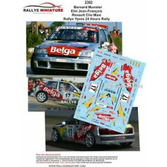 Decals 1/18 ref 2302 renault clio maxi kit car munster ypres rally 1995 rally 