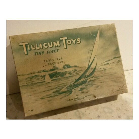 Milton Bradley Tillicum Toys wood tiny fleet table tub floor play T-84 boat 30s {1}